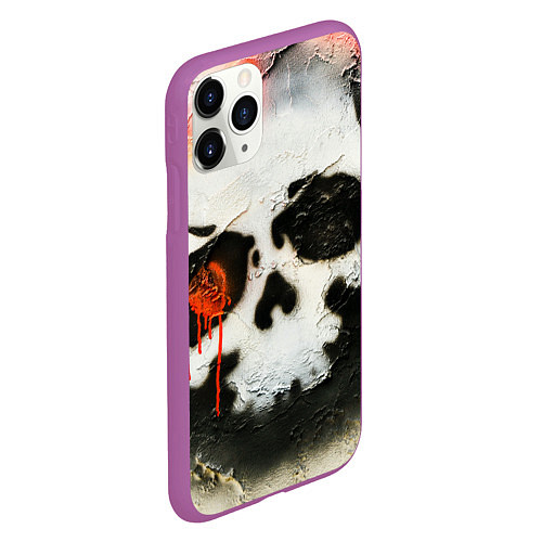 Чехол iPhone 11 Pro матовый Череп на поверхности в красках - Красный / 3D-Фиолетовый – фото 2