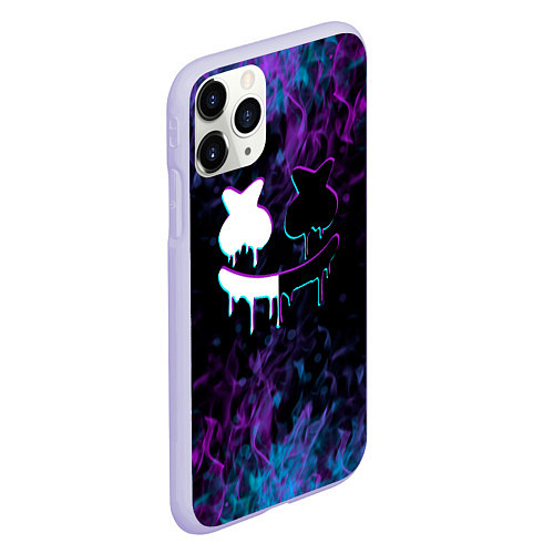 Чехол iPhone 11 Pro матовый Marshmello neon пламя / 3D-Светло-сиреневый – фото 2