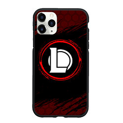 Чехол iPhone 11 Pro матовый Символ League of Legends и краска вокруг на темном, цвет: 3D-черный