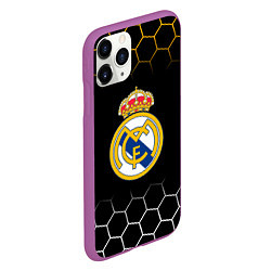 Чехол iPhone 11 Pro матовый Real madrid соты, цвет: 3D-фиолетовый — фото 2