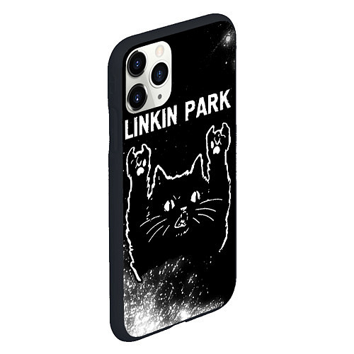 Чехол iPhone 11 Pro матовый Группа Linkin Park и Рок Кот / 3D-Черный – фото 2