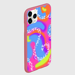Чехол iPhone 11 Pro матовый Барби и Кен паттерн костюм, цвет: 3D-малиновый — фото 2