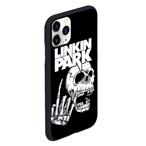 Чехол iPhone 11 Pro матовый Linkin Park Череп / 3D-Черный – фото 2