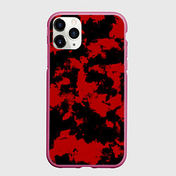 Чехол iPhone 11 Pro матовый Черно-красная абстракция, цвет: 3D-малиновый