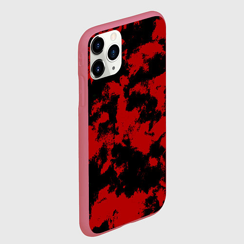 Чехол iPhone 11 Pro матовый Черно-красная абстракция / 3D-Малиновый – фото 2