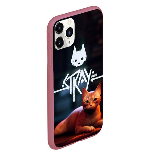 Чехол iPhone 11 Pro матовый Stray бродячий кот / 3D-Малиновый – фото 2