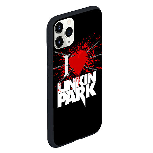 Чехол iPhone 11 Pro матовый Linkin Park Сердце / 3D-Черный – фото 2