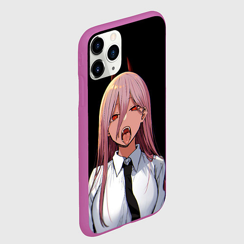 Чехол iPhone 11 Pro матовый ПАУЭР ИЗ ЧЕЛОВЕК БЕНЗОПИЛА Chainsaw man аниме / 3D-Фиолетовый – фото 2