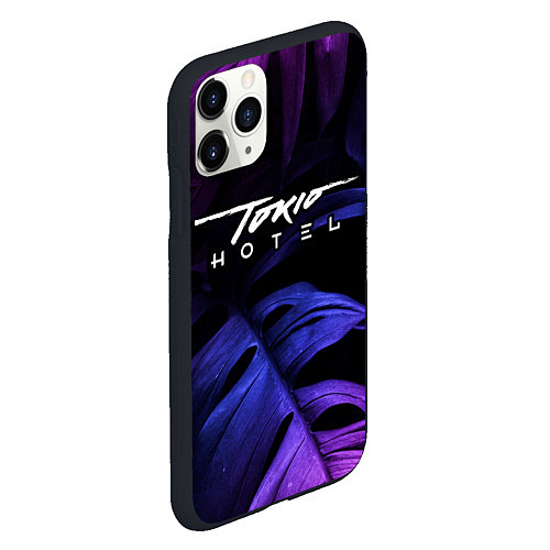 Чехол iPhone 11 Pro матовый Tokio Hotel Neon Monstera / 3D-Черный – фото 2