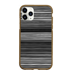 Чехол iPhone 11 Pro матовый Black and white thin stripes Тонкие полосы