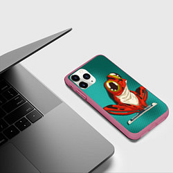 Чехол iPhone 11 Pro матовый Странная красная лягушка, цвет: 3D-малиновый — фото 2