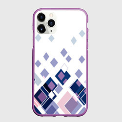 Чехол iPhone 11 Pro матовый Геометрический узор в бело-синий тонах, цвет: 3D-фиолетовый
