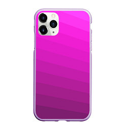 Чехол iPhone 11 Pro матовый Розовый неоновый полосатый узор Pink neon, цвет: 3D-сиреневый