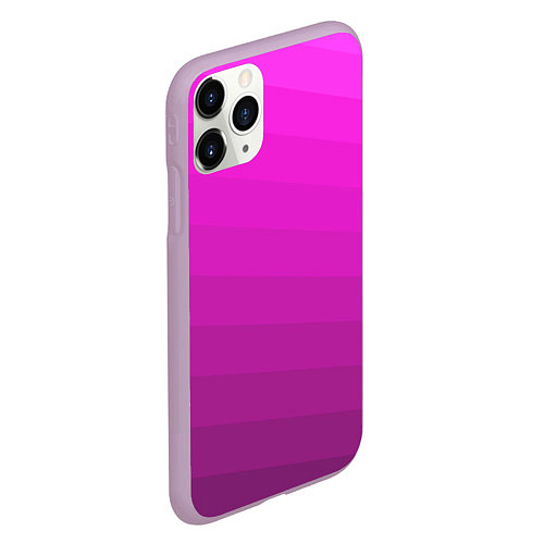 Чехол iPhone 11 Pro матовый Розовый неоновый полосатый узор Pink neon / 3D-Сиреневый – фото 2