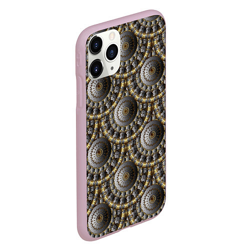 Чехол iPhone 11 Pro матовый Круглые объемные узоры / 3D-Розовый – фото 2