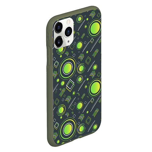 Чехол iPhone 11 Pro матовый Движение Геометрических Фигур / 3D-Темно-зеленый – фото 2