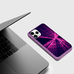 Чехол iPhone 11 Pro матовый Неоновое множество лучей - Розовый, цвет: 3D-фиолетовый — фото 2