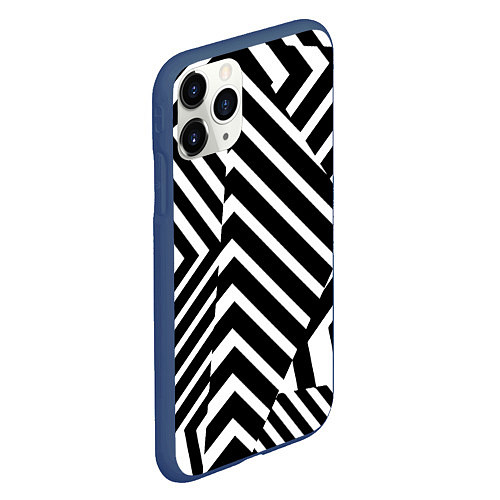 Чехол iPhone 11 Pro матовый Минималистический геометрический паттерн / 3D-Тёмно-синий – фото 2