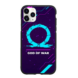 Чехол iPhone 11 Pro матовый Символ God of War в неоновых цветах на темном фоне, цвет: 3D-черный