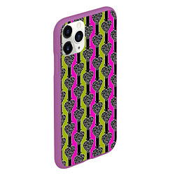 Чехол iPhone 11 Pro матовый Striped multicolored pattern Сердце, цвет: 3D-фиолетовый — фото 2