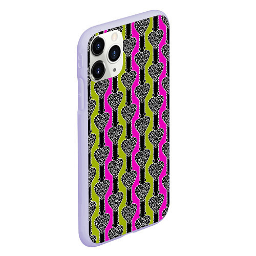 Чехол iPhone 11 Pro матовый Striped multicolored pattern Сердце / 3D-Светло-сиреневый – фото 2