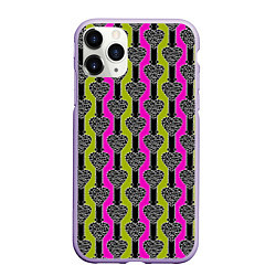 Чехол iPhone 11 Pro матовый Striped multicolored pattern Сердце