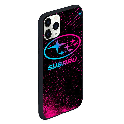 Чехол iPhone 11 Pro матовый Subaru Neon Gradient FS / 3D-Черный – фото 2