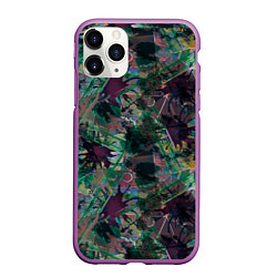 Чехол iPhone 11 Pro матовый Абстрактный гранжевый принт с кляксами и штрихами, цвет: 3D-фиолетовый