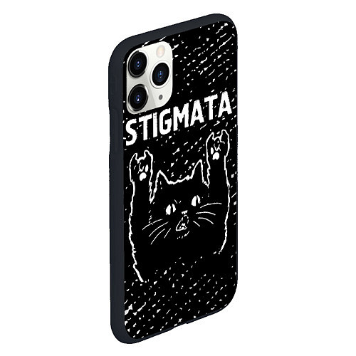 Чехол iPhone 11 Pro матовый Группа Stigmata и Рок Кот / 3D-Черный – фото 2