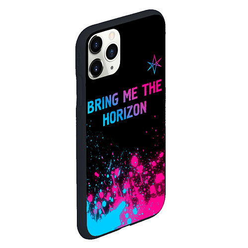 Чехол iPhone 11 Pro матовый Bring Me the Horizon Neon Gradient / 3D-Черный – фото 2