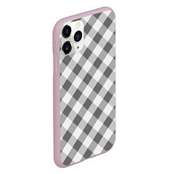 Чехол iPhone 11 Pro матовый Бело-серый клетчатый узор tartan, цвет: 3D-розовый — фото 2