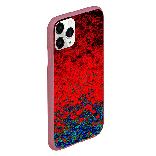 Чехол iPhone 11 Pro матовый Абстрактный узор мраморный красно-синий / 3D-Малиновый – фото 2