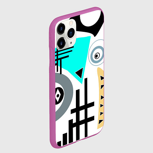 Чехол iPhone 11 Pro матовый Абстрактный современный дизайн / 3D-Фиолетовый – фото 2