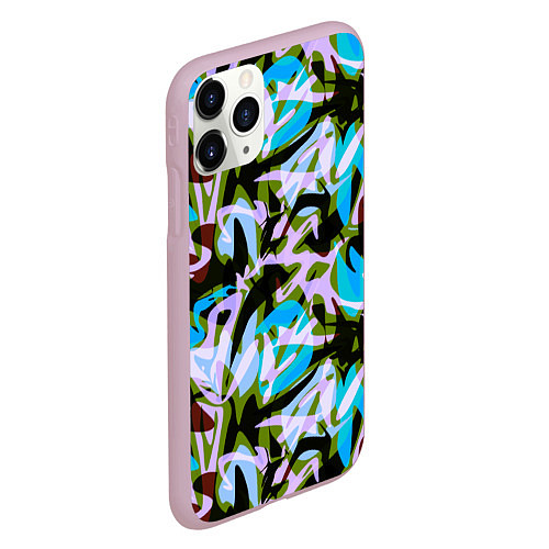 Чехол iPhone 11 Pro матовый Абстрактный узор Пятна краски / 3D-Розовый – фото 2