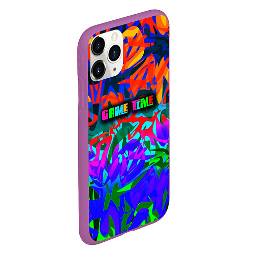 Чехол iPhone 11 Pro матовый Game time Абстрактный пятнистый узор / 3D-Фиолетовый – фото 2