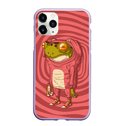 Чехол iPhone 11 Pro матовый Лягушка-зайчик, цвет: 3D-светло-сиреневый