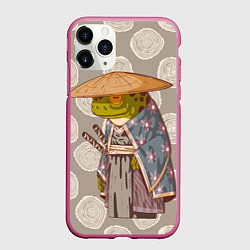 Чехол iPhone 11 Pro матовый Самурай-лягушка воин, цвет: 3D-малиновый