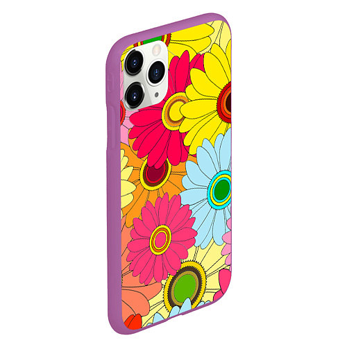 Чехол iPhone 11 Pro матовый CHAMOMILE CHRYSANTHEMUMS / 3D-Фиолетовый – фото 2