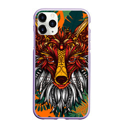 Чехол iPhone 11 Pro матовый Рыжая Лиса африканский узор Разноцветная лисичка, цвет: 3D-светло-сиреневый