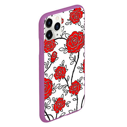 Чехол iPhone 11 Pro матовый BEAUTIFUL RED ROSES / 3D-Фиолетовый – фото 2