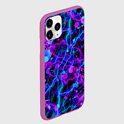 Чехол iPhone 11 Pro матовый НЕОНОВЫЕ - КРАСКИ - МОЛНИИ, цвет: 3D-фиолетовый — фото 2