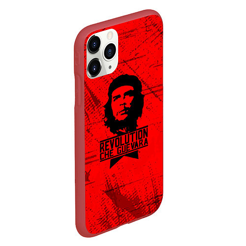 Чехол iPhone 11 Pro матовый Че Гевара - на красном фоне / 3D-Красный – фото 2