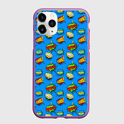 Чехол iPhone 11 Pro матовый POP ART - стикербомбинг, цвет: 3D-фиолетовый