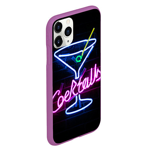 Чехол iPhone 11 Pro матовый Неоновый коктейль - Розовый / 3D-Фиолетовый – фото 2