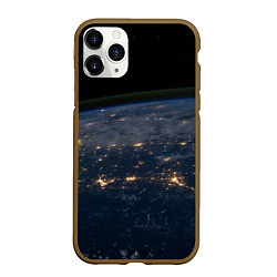 Чехол iPhone 11 Pro матовый Земля из космоса - Жёлтый, цвет: 3D-коричневый