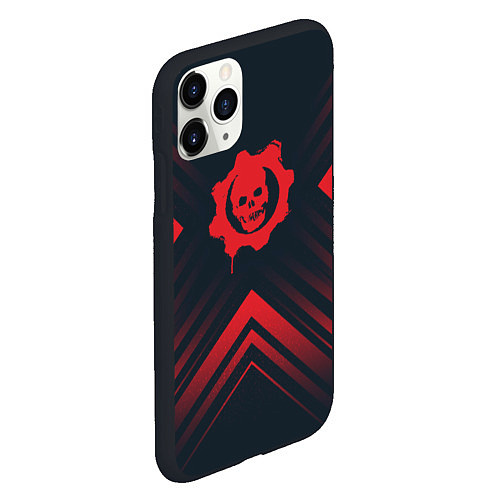 Чехол iPhone 11 Pro матовый Красный Символ Gears of War на темном фоне со стре / 3D-Черный – фото 2