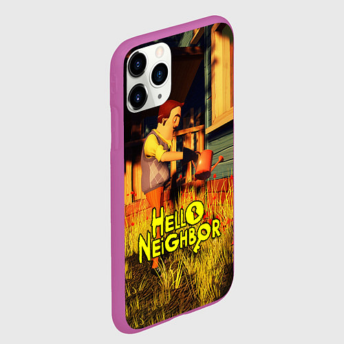 Чехол iPhone 11 Pro матовый Hello Neighbor Привет сосед Сосед поливает / 3D-Фиолетовый – фото 2