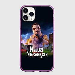 Чехол iPhone 11 Pro матовый Hello Neighbor игра Привет сосед, цвет: 3D-фиолетовый