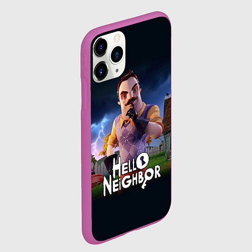 Чехол iPhone 11 Pro матовый Hello Neighbor игра Привет сосед / 3D-Фиолетовый – фото 2