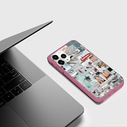 Чехол iPhone 11 Pro матовый Aloha surfing, цвет: 3D-малиновый — фото 2